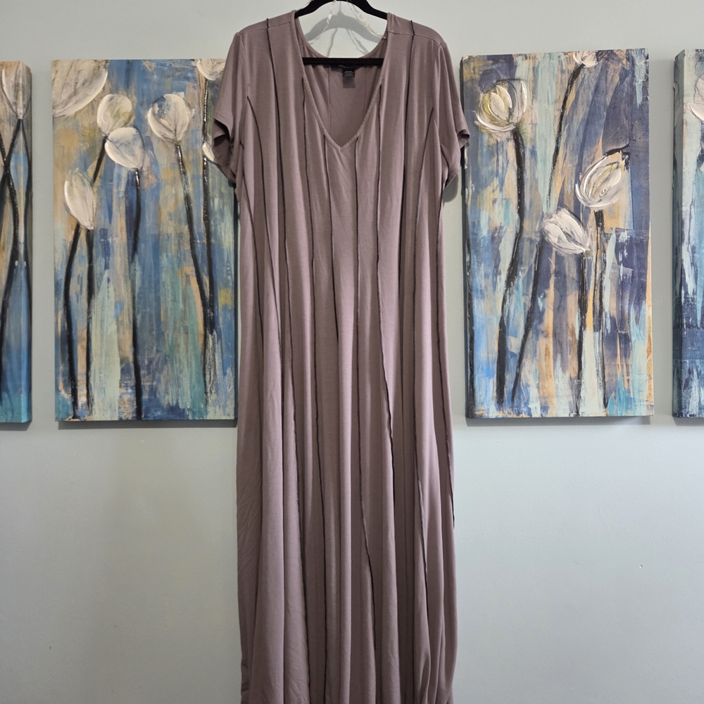Ashley Stewart Mauve V-Neck Maxi Dress